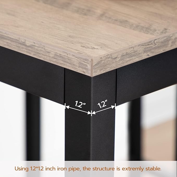 HOOBRO Bar Table and Chairs Set, 47.2” Rectangular Pub Table with 2 Stools for Small Space, High Top Table, 3-Piece Breakfast Table Set, Sturdy Metal Frame, Easy to Assemble, Greige BG52BT01