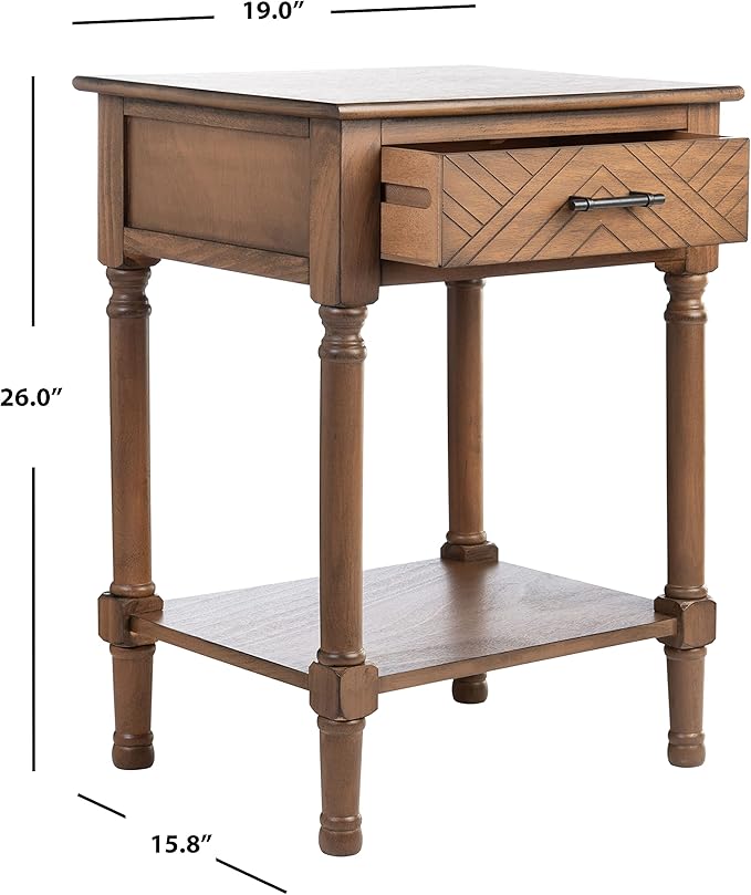SAFAVIEH Home Collection Peyton Brown 1-Drawer Lower Shelf Accent Table ACC5704C