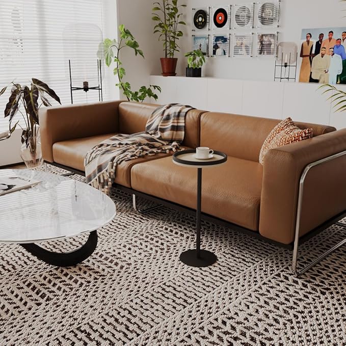 Round Drink Table,Small Pedestal Table,Small Round Side Table for Narrow Spaces,Martini Table for Living Room, Bedroom, Bathroom,Balcony (Oak)