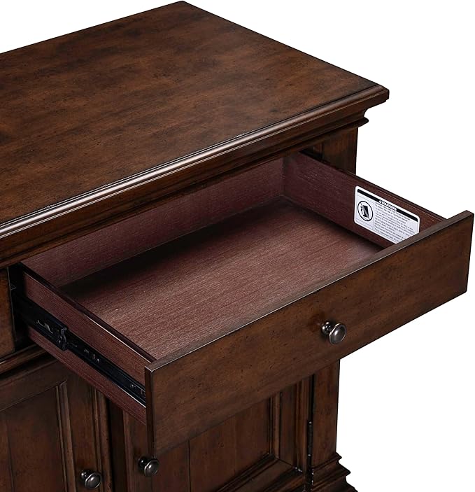 Liberty Furniture Arden Road TV Console, 74 Inch, Satin Cherry, 3 Drawers, 4 Doors