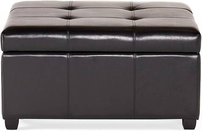 Christopher Knight Home Carlsbad Bonded Leather Storage Ottoman, Espresso