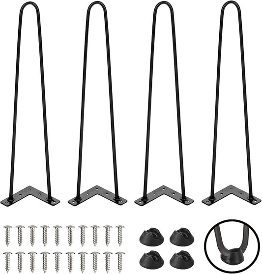 TEN49 Heavy Duty Hairpin Table Legs - 20 Inch Industrial Black Furniture Legs - Solid Rods Metal Legs for Table - Fit for Mid-Century Modern Desk, Bed End, Coffee Table Feet, TV Stand, Chair Legs
