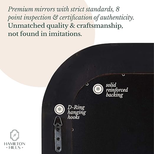 Hamilton Hills 40" x 30" Classic Gold Mirror - Rich Framed Top Round Corner- Thick Arched Top Rich Wall Mirror - Vanity for Bathroom Decor, Bedroom, Living Room - Hangs Horizontal or Vertical