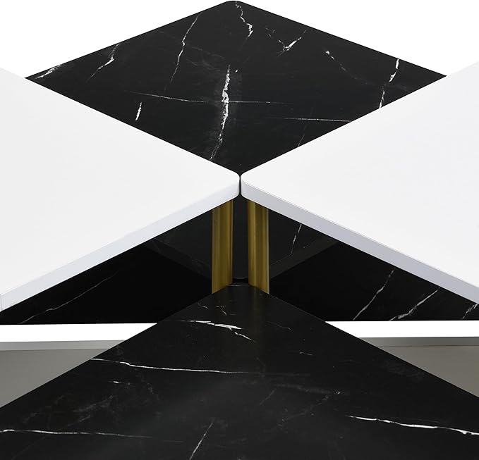 Christopher Knight Home Lana Wooden Nesting Coffee Table Set of 4, Mid Century Modern Square Living Room Table, Free Adjustable Shape Table, Versatile and Stylish Living Room Furniture, White + Black
