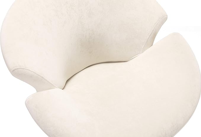 Manhattan Comfort Tulip Swivel Accent Chair Set of 2 with 360° Turn, Modern Flower Inspired Design, Soft Velvet Upholstery, Polished Chrome Base, No Assembly Required, 300 Lbs Capacity, White