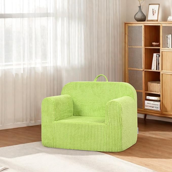 Kids Sofa, 2-in-1 Comfy Toddler Couch,Soft Sherpa Fold Out Toddler Chair for Boys and Girls (Green)