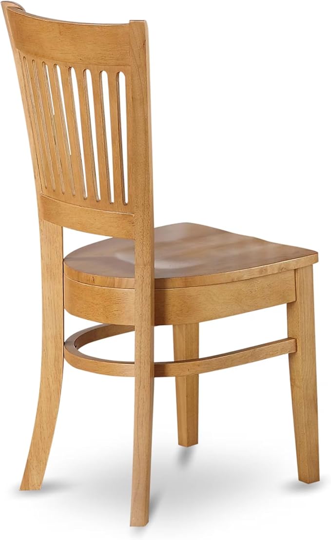 East West Furniture ESVA3-OAK-W 3 Piece Modern Dining Table Set Contains a Round Wooden Table with Pedestal and 2 Kitchen Dining Chairs, 30x30 Inch, Oak