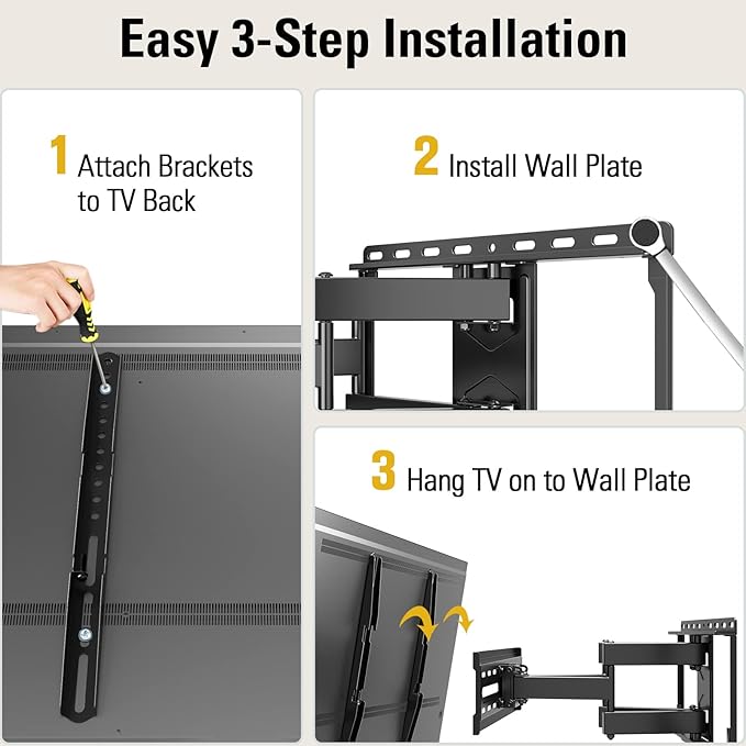 Mounting Dream TV Wall Mount for 32-65 Inch Television,Mount with Swivel and Tilt, Full Motion Bracket with Articulating Dual Arms, Fits 16inch Studs, Max VESA 400X400 mm, 99lbs, MD2380