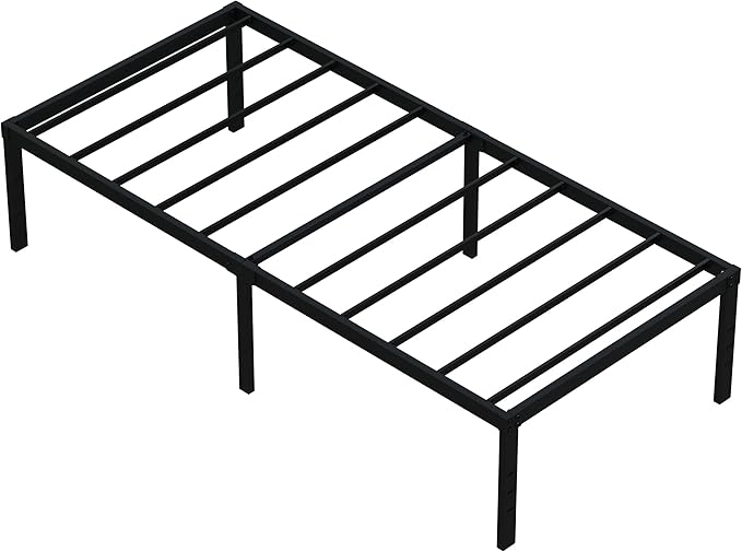18 Inch Twin XL Bed Frames, Metal Platform Twin XL Bed Frame with High Storage, Eassy Assembly 2,500 Lbs Heavy Duty Bedframes, Black