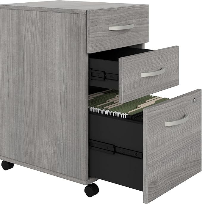 Bush Business Furniture Studio C 3 Drawer Mobile File Cabinet in Platinum Gray | Assembled Office Storage Unit for Home or Commercial Spaces