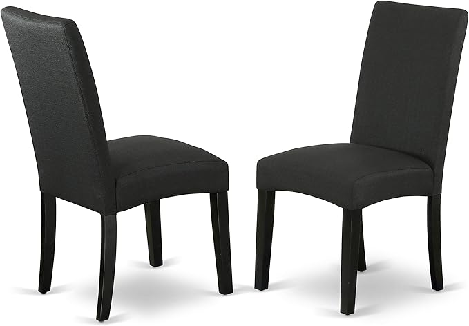 East West Furniture X697DR124-7 7 Piece Dinette Set Consist of a Rectangle Dining Room Table with X-Legs and 6 Black Color Linen Fabric Upholstered Parson Chairs, 40x72 Inch, Multi-Color