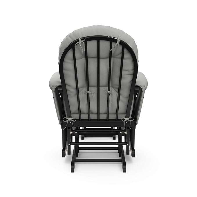 Storkcraft Premium Hoop Glider & Ottoman (Black with Light Gray) — GREENGUARD Gold Certified, Wood Craftsmanship, Convenient Storage Pockets, Smooth-Gliding Chair for Nursery, Multi-Award-Winning
