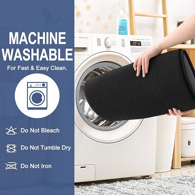 OLANLY Thick Memory Foam Bath Mat Rug 24x16, Extra Soft Absorbent Bathroom Rug, Quick Dry Bath Mats, Non-Slip, Machine Washable Carpet for Bathroom, Tub and Shower, Home Decor Accessories, Black