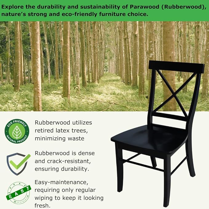 Set of Two X-Back Dining Chairs, Black