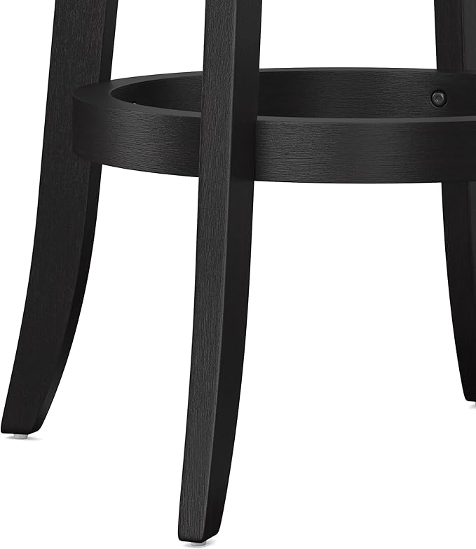 Hillsdale Presque Isle Wood Swivel Stool with Faux Leather Seat, Bar Height, Black