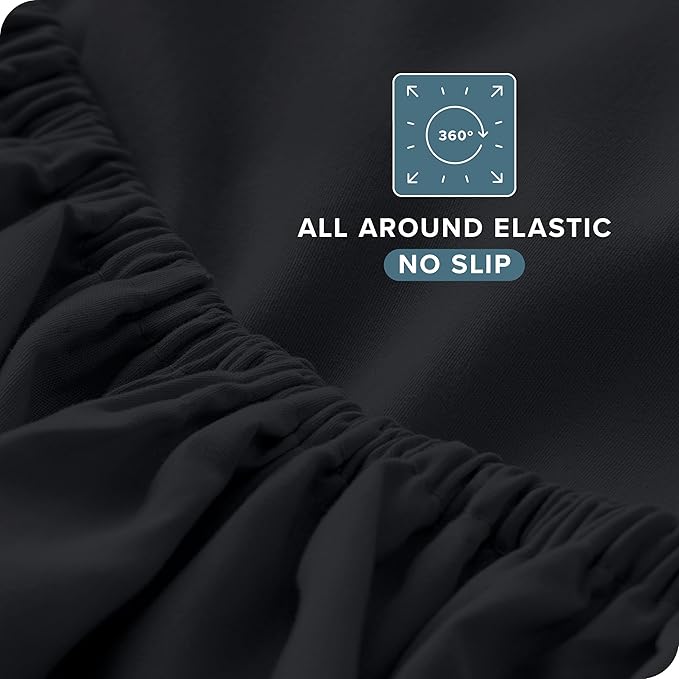Bare Home Full XL Sheet Set - Luxury 1800 Ultra-Soft Microfiber Full Extra Long Bed Sheets - Double Brushed - Deep Pockets - Easy Fit - 4 Piece Set - Bedding Sheets & Pillowcases (Full XL, Black)