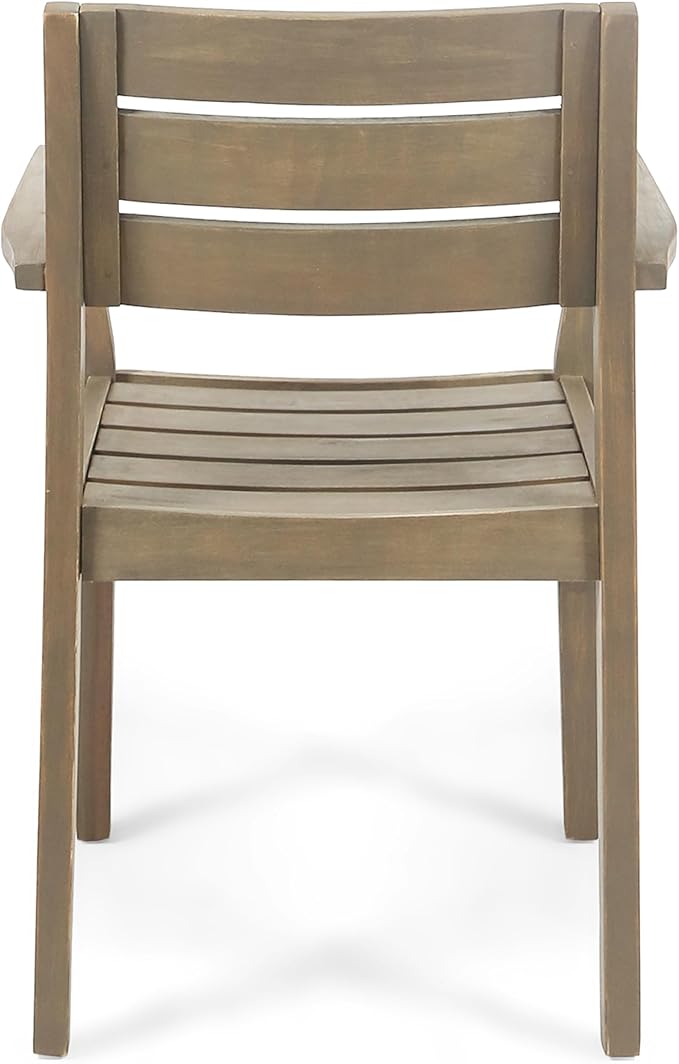 Merax Acacia Wood Dining Chairs Set of 2,Stamford Outdoor Acacia Wood Dining Chairs for Kitchen, Living Room,Outdoor,Grey