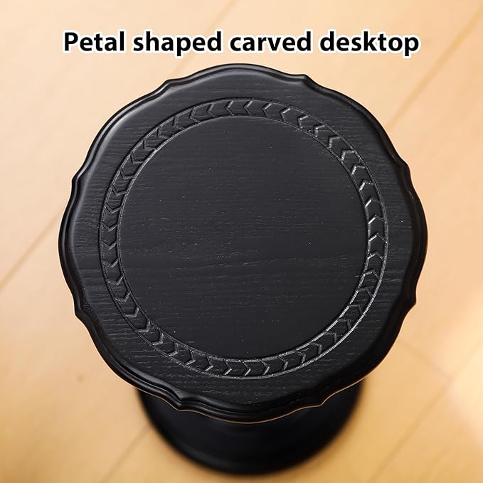 Drink Table, Small Side Table for Small Spaces, Round Solid Wood Modern Accent Nightstand for Living Room, Bedroom, Corners and Office, Black