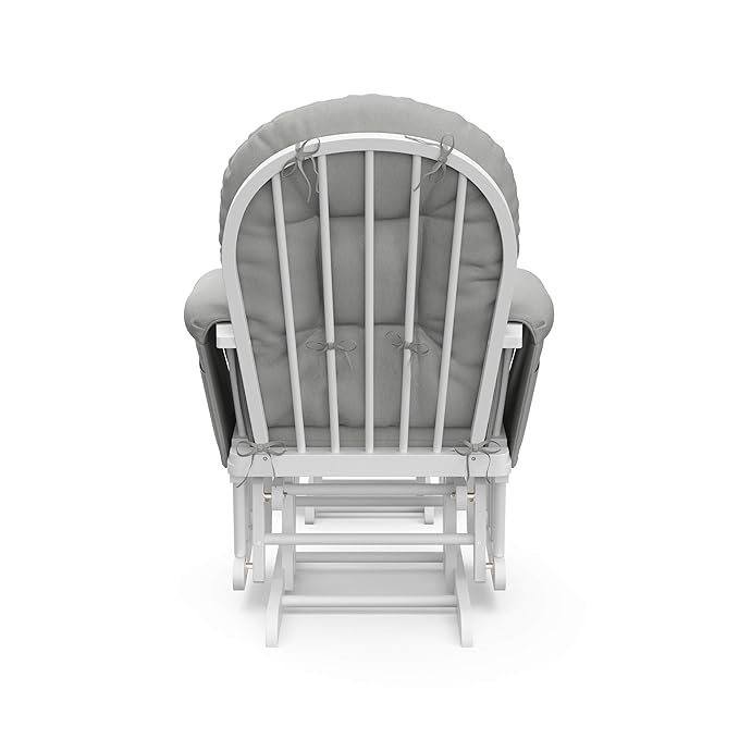 Storkcraft Premium Hoop Glider & Ottoman (White/Light Gray) — GREENGUARD Gold Certified Nursery Glider, Solid Wood Craftsmanship, Smooth-Gliding Nursery Chair and Ottoman, Award-Winning