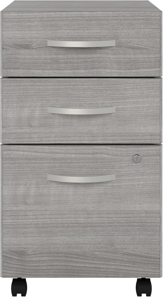 Bush Business Furniture Studio C 3 Drawer Mobile File Cabinet in Platinum Gray | Assembled Office Storage Unit for Home or Commercial Spaces