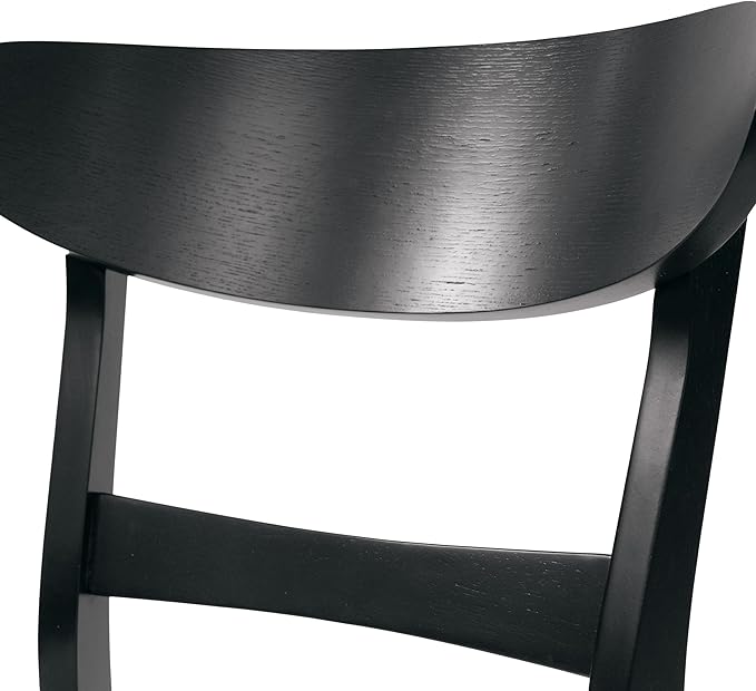 Set of 2 Solid Wood Dining Chairs, Fabric Upholstered Seat Mid-Century Modern Kitchen Furniture for Living Room, Light Beige+Black