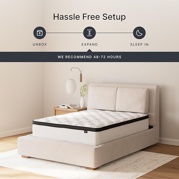 Signature Design by Ashley King Size Chime 12 Inch Medium Firm Hybrid Mattress with Cooling Gel Memory Foam for Pressure Relief, Fiberglass Free, Mattress In A Box