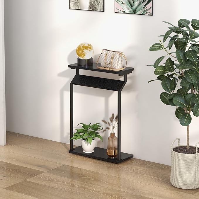 Narrow Side Table for Small Spaces, Small End Table, Slim Couch Tray Tables, Small Side Table for Couch, Skinny Thin End Tables for Living Room, Bedroom, Black