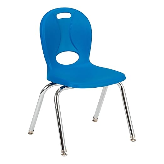 Learniture LNT-114-CSW-BB Learniture Structure Series School Chairs for Classroom, 14" Seat Height, Brilliant Blue, Pack of 4