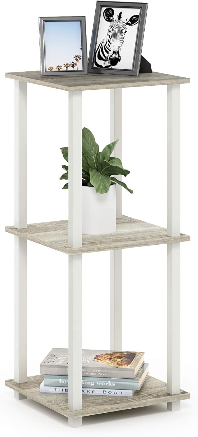 Furinno Simplistic Set of 2 End Table, Sonoma Oak/White