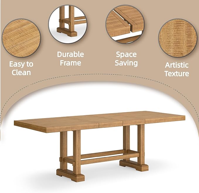 Signature Design by Ashley Havonplane Rustic Distressed Counter Height Dining Extension Table with Removable Center Leaf and Double Trestle Base, Light Brown