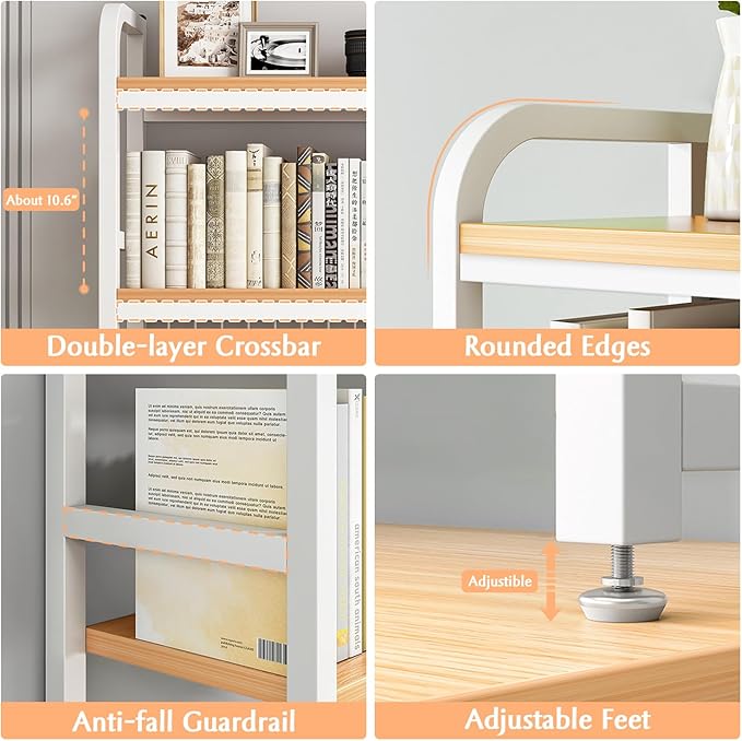IOTXY 2-Tier Desktop Hutch Bookshelf - Metal Desk Shelf Bookcase with Grid Panel, Countertop Storage Organizer Rack for Dorm or Office, White, 37.4" W