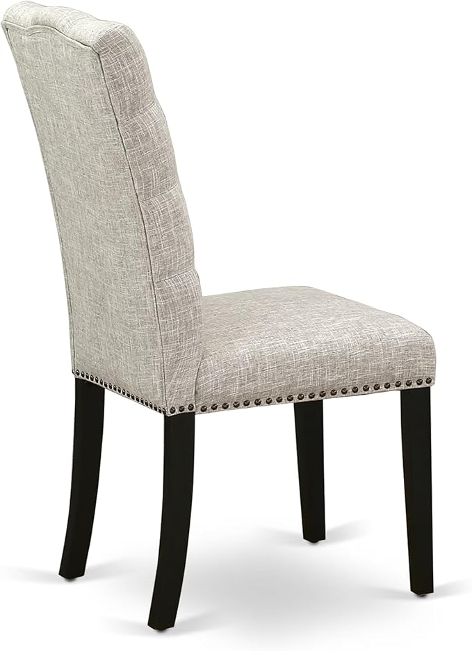 East West Furniture V627EL635-7 7 Piece Kitchen Table Set Consist of a Rectangle Dining Table with V-Legs and 6 Doeskin Linen Fabric Parson Dining Room Chairs, 40x72 Inch, Multi-Color