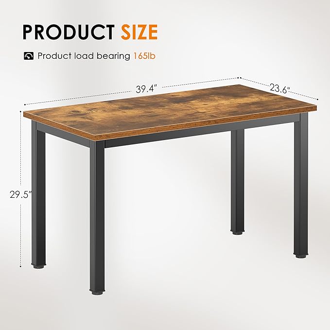 DlandHome Small Computer Desk for Home Office Activity Table Writing Table for Small Spaces Study Table Student Laptop Desk (39 inch, Retro)