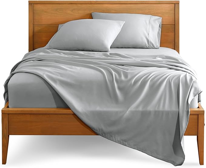 Bare Home Split Head Flex King Sheet Set - 1800 Ultra-Soft Microfiber Bed Sheets - Double Brushed - Deep Pockets - Easy Fit - 4 Piece Set - FlexTop Bedding Sheets (Split Head Flex King, French Grey)