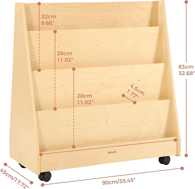 Kids Bookshelf for Toddlers and Babies, Double-Sided Wooden Montessori Bookshelf for Kids Room, Baby Book Shelf with Storage for Nursery, Classroom, Playroom