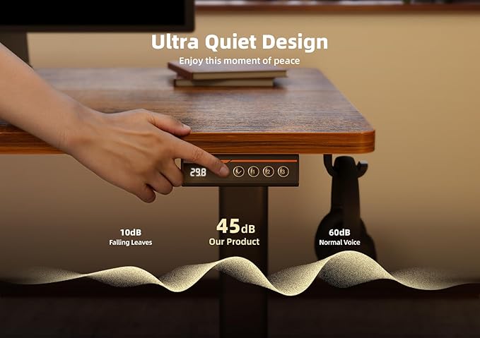 YDN Standing Desk, 40x24 Inch Electric Adjustable Height Stand up Desk, Sit Stand Home Office with Splice Board, Rustic Brown