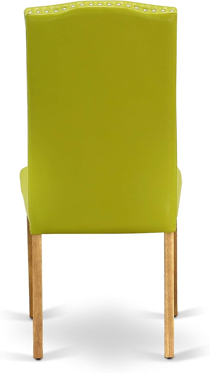 East West Furniture OXEN3-OAK-51 3 Piece Dinette Set for Small Spaces Contains a Square Dining Room Table and 2 Autumn Green Faux Leather Parsons Dining Chairs, 36x36 Inch, Oak