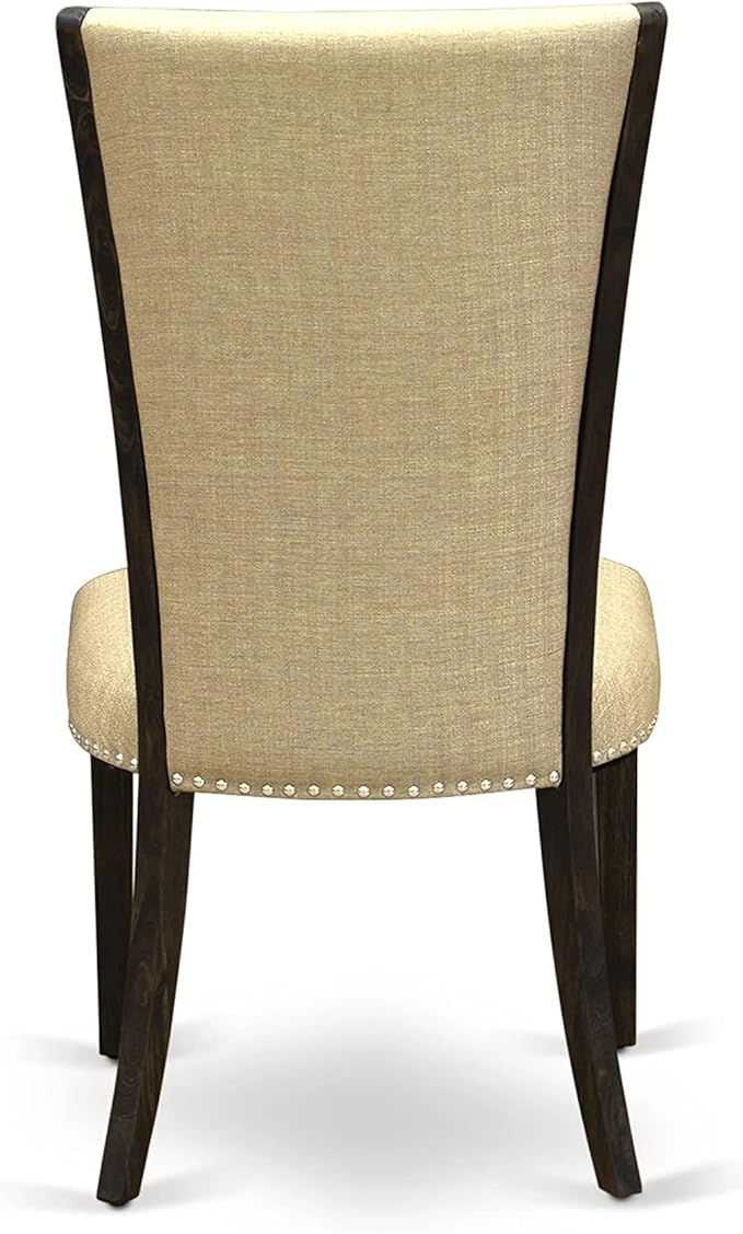 East West Furniture X727VE703-6 6 Piece Dining Room Table Set Contains a Rectangle Kitchen Table with X-Legs and 4 Brown Linen Fabric Parson Chairs with a Bench, 40x72 Inch, Multi-Color