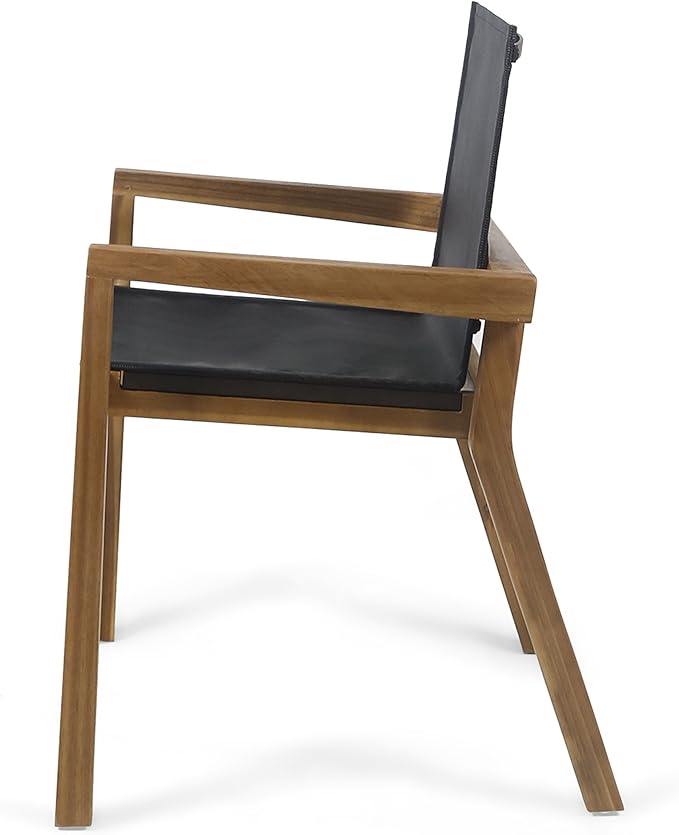 Merax Mesh Seating Solid Wood Dining Chairs Set of 2, French Country Style Accent Side Seating Furniture for Kitchen, Living Room, Textile Back,Teak