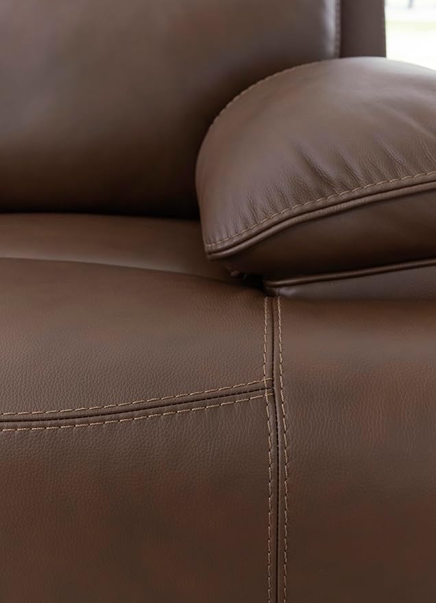 Signature Design by Ashley VonRyan Modern Zero Gravity Leather Match Power Recliner with Adjustable Headrest and USB Ports, Dark Brown