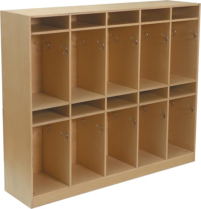 10 Section Cubbies for Classroom - Wooden Storage Lockers for Playschool and Daycare - Perfect for Coats, Backpacks, Knapsacks, Lunchboxes, and Storage Bins