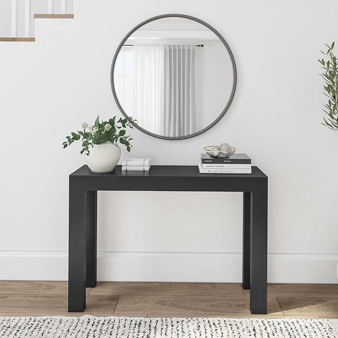 Plank+Beam Modern Solid Wood Console Table, 46.25 Inch, Sofa Table, Narrow Entryway Table for Hallway, Behind The Couch, Living Room, Foyer, Easy Assembly, Black
