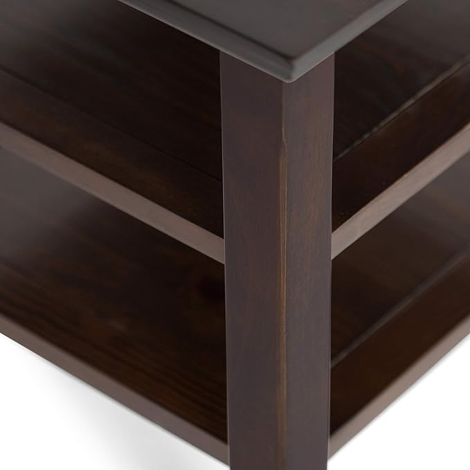 SIMPLIHOME Acadian SOLID WOOD 19 inch Wide Square Transitional End Table in Brunette Brown for the Living Room and Bedroom
