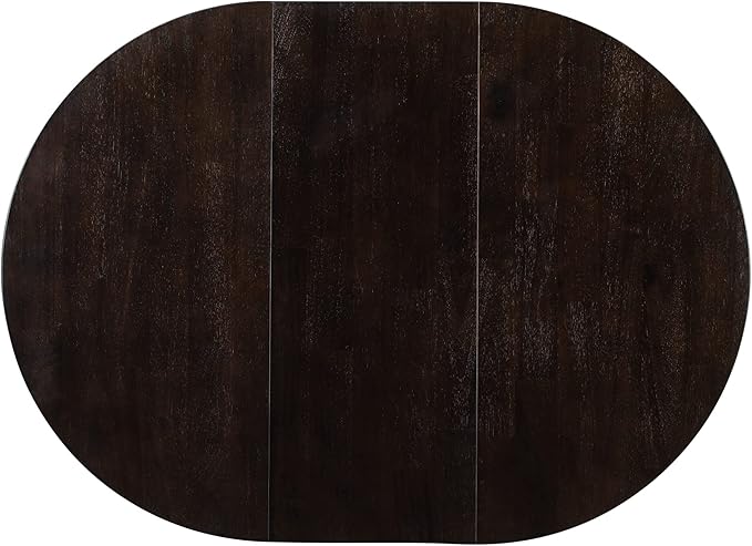 Farmhouse Style Expandable Round to Oval Dining Table with 16" Removable Leaf, Solid Wood Extendable Tabletop with Cross Trestle Legs, Space-Saving Kitchen-Tables for Home Apartment Restaurant