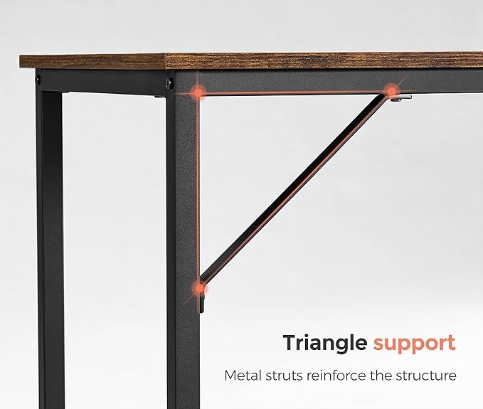 VASAGLE Computer Desk, Office Work Desk, 23.6 x 53.1 x 29.9 Inches, for Study, Bedroom, Home Office, Living Room, Rustic Brown and Ink Black ULWD043B01