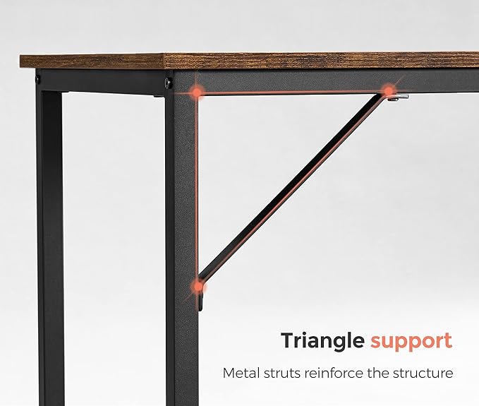VASAGLE Computer Desk, Gaming Desk, Home Office Desk, for Small Spaces, 19.7 x 31.5 x 29.5 Inches, Industrial Style, Metal Frame, Rustic Brown and Black ULWD038B01