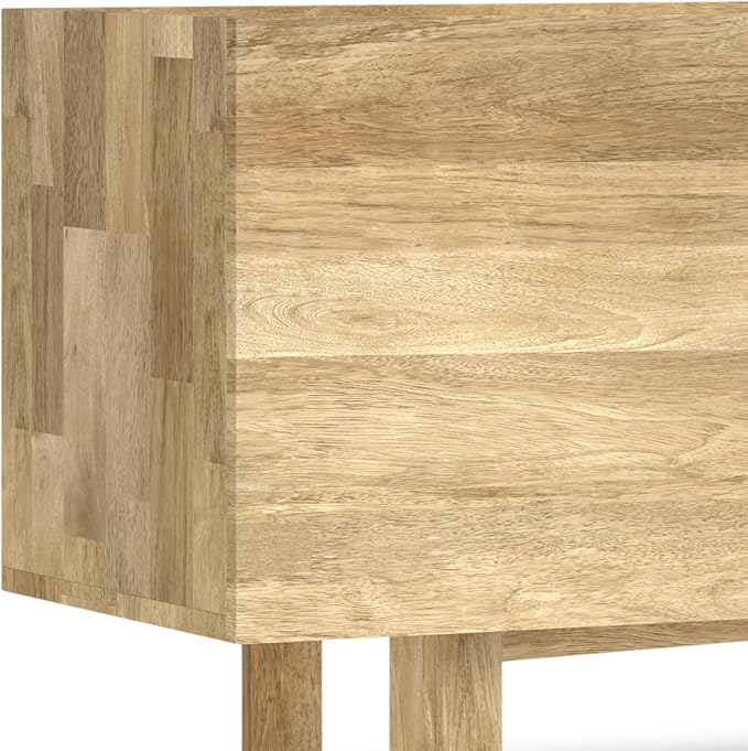 SIMPLIHOME Harrow Solid Mango Wood 60 inch Wide Contemporary Modern TV Media Stand in Natural for TVs up to 65 inches for The Living Room and Entertainment Center