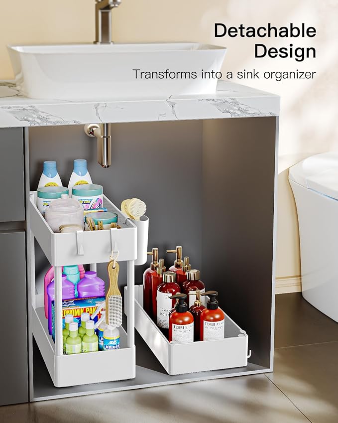 Pipishell Slim Storage Cart with Wheels, Bathroom Cart Organizer Bathroom Storage Small, Rolling Cart for Bathroom, Laundry Room, Kitchen, Narrow Space, White PIUC04W