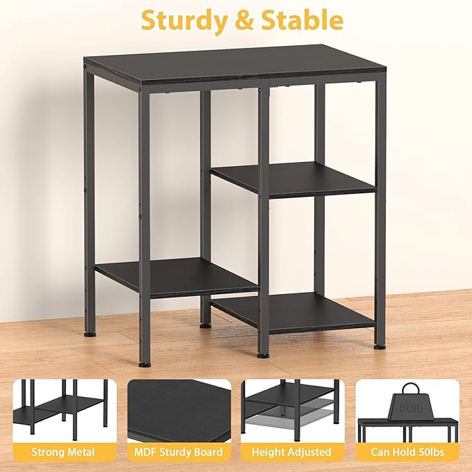 Kitchen Microwave Stand,4-Tier Adjustable Bakers Rack,Multi-Purpose Kitchen Storage Cart for Coffee Station,Space-Saving Metal Appliance Shelf for Living Room (Coal-Black)
