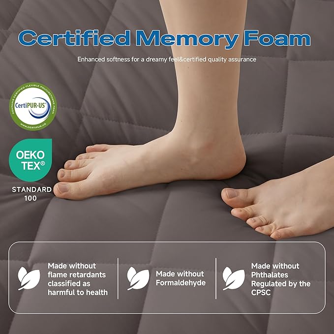 Japanese Floor Futon Mattress, Roll Up Tatami Mat, Sleeping Pad, Shikibuton, CertiPUR-US Certified Foam Floor Bed Mattress for Sleeping, Dormitory, Guest Bed, Designed in Japan(Grey, Full)